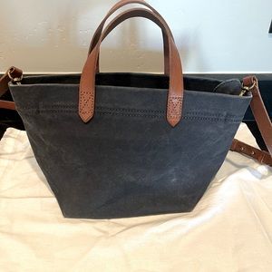 Madewell small transport crossbody in canvas navy.
